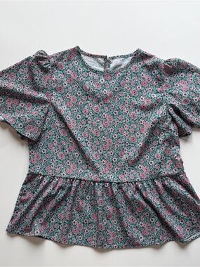 SHEIN Pink and Green Floral Blouse